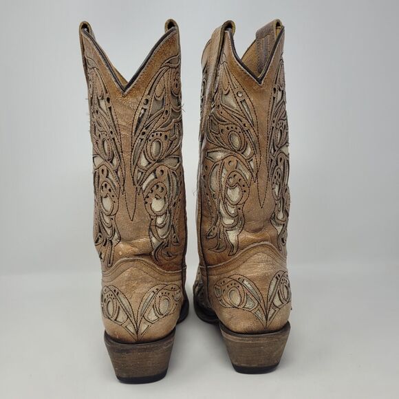 Corral Tan and Silver Heeled Boots - Picture 4 of 11